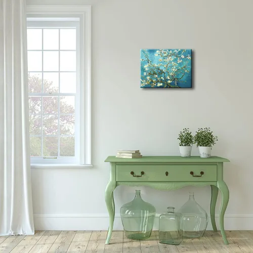 Vista 4 de Pyradecor Modernas pinturas al óleo famosas de flor de almendra, impresiones en lienzo de Van Gogh, cuadros florales sobre lienzo, arte de pared