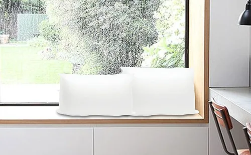 Vista 3 de Ramanta Home Juego de 2 cojines de 12 x 20 pulgadas – Almohadas blancas para sofá o cama, relleno de cojín de funda