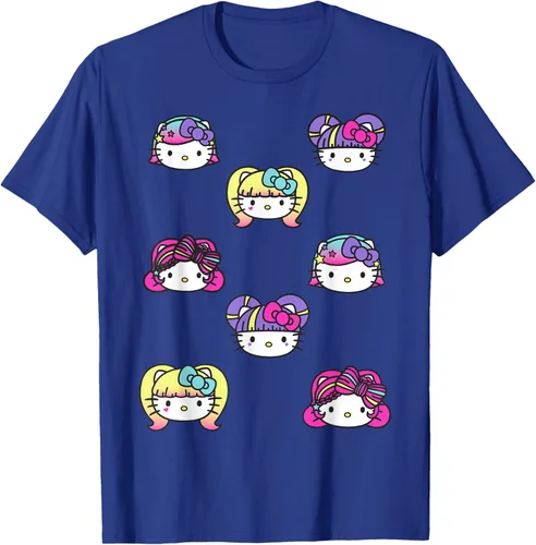 Vista 24 de hello kitty Kawaii Multi peinado Tee, Azul (Heather blue)