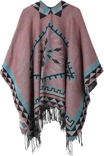Vista 77 de Chales cálidos para mujer, cárdigan con frente abierto, estilo vintage, poncho