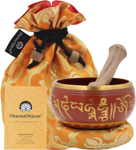 Vista 8 de DharmaObjects Yoga Meditación Buda Cantando Tazón Cojín Mallet Llevar Bolsa Set Regalo