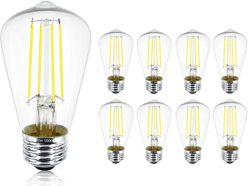 Vista 12 de Bombilla LED E26 de 7.3 pulgadas, 6 W, regulable, bombillas Edison blancas suaves de 2700 K, 800 lm, igual a 80 W, tubular T10 T9, bombilla larga