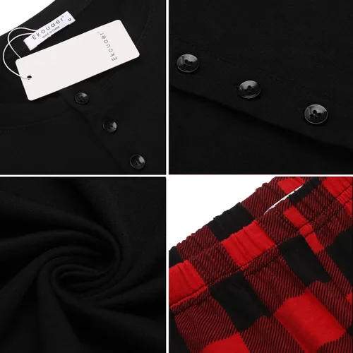 Vista 5 de Ekouaer Juego de pijamas de Navidad para familia a juego, para niños y niñas, para hombre y mujer, ropa de dormir de vacaciones PJ Sets, pijama