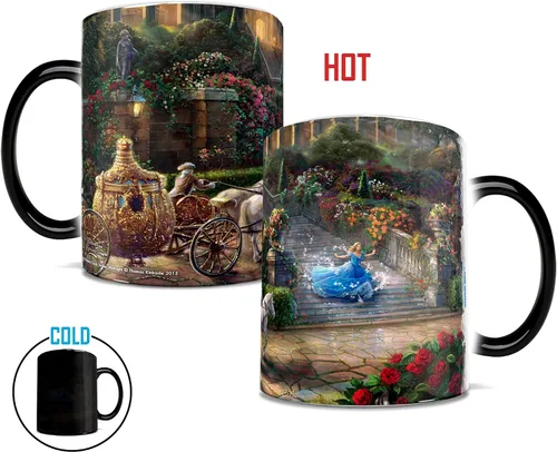 Vista 5 de Morphing Mugs Disney Thomas Kinkade - Reloj de Cenicienta Strikes Midnight 11 oz Taza de cerámica que cambia el calor Diseño oculto revelador