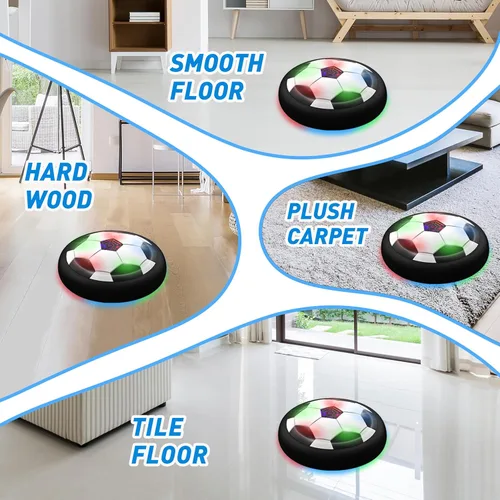 Vista 5 de Pelota de fútbol Hover LED para niños, pelota de entrenamiento con energía de aire para niños, juego de fútbol para interior y exterior, regalos