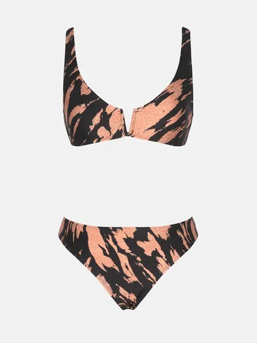 Vista 5 de CUPSHE X Vanessa - Traje de baño de dos piezas con cuello en V profundo y estampado abstracto