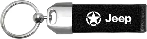 Vista 2 de iPick Image Llavero de metal cromado con logotipo de estrella para Jeep Willys, con licencia oficial, Negro