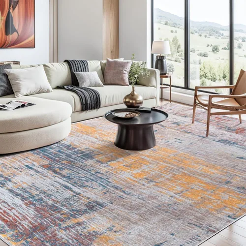 Vista 50 de Auemtyn Alfombra de área de 8 x 10 pies para sala de estar, alfombra lavable con parte trasera antideslizante, alfombra de pelo bajo para gris