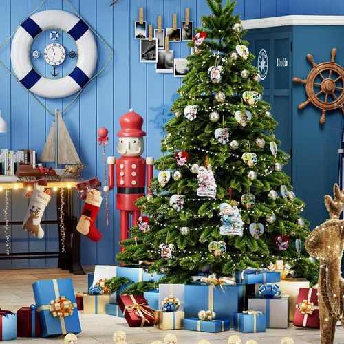 Vista 7 de Adornos Personalizados para la Primera Navidad del Bebé 2025 para Niños - Adornos de Bebé Adornos de Navidad Personalizados para Niños, Adornos Azul