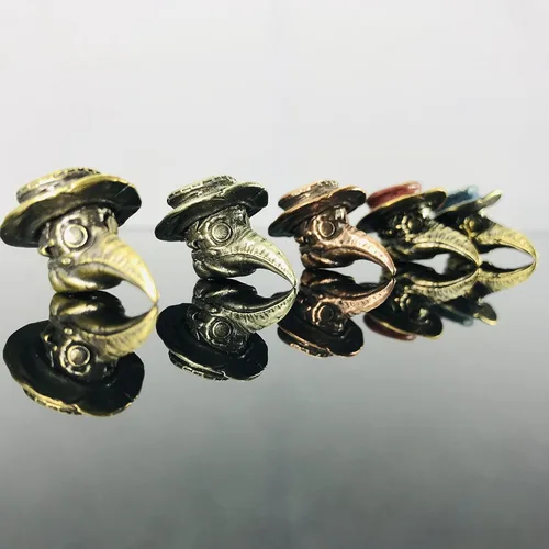 Vista 6 de Retro latón Plague Doctor edc perlas llavero DIY accesorios cuentas de paracord