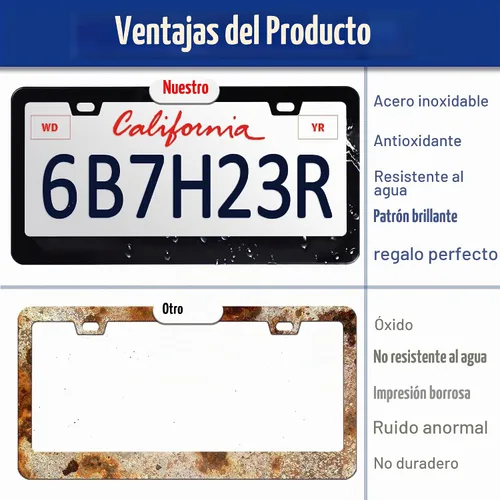 Vista 4 de Marco de matrícula con estampado de vaca en blanco y negro Soporte para placa de matrícula de acero inoxidable con tornillos para mujeres