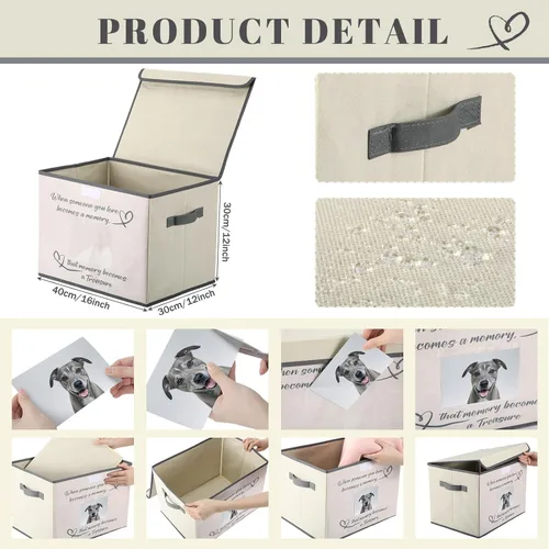 Vista 2 de LemonRoad Caja de recuerdos de 16 x 12 x 12 pulgadas, caja de recuerdo de celebración de la vida, regalo de bautismo funerario para recuerdos