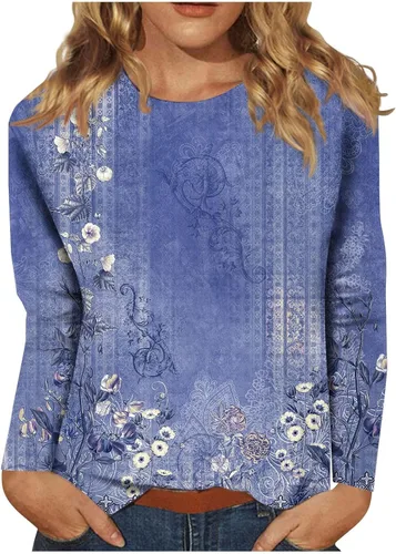 Vista 22 de Blouses for Women 2025 Three Quarter Sleeve Round Neck T Shirt Hawaiian Printing Trendy Fashion Beach Tops