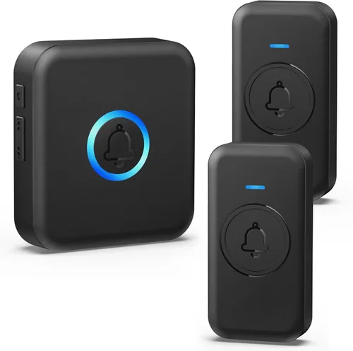 Vista 15 de FOVKSUC Timbre inalámbrico, timbre de puerta impermeable con 60 campanadas, 5 niveles de volumen y 2 modos silenciosos, timbres de puerta