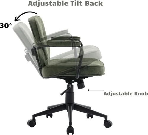 Vista 6 de HEAH-YO Juego de 1 sillas de escritorio modernas sin brazos, silla giratoria para computadora con ruedas y reposabrazos, silla de oficina ajustable