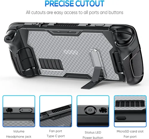Vista 3 de FYOUNG Funda protectora mejorada para cubierta de vapor con soporte ajustable funda protectora dura de TPU PC accesorios con 2 protectores