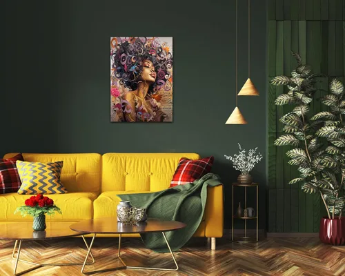Vista 259 de Arte de pared afroamericano, decoración de rey y reina bailarín negro para sala de estar, arte de pareja de amor negro para dormitorio, lienzo