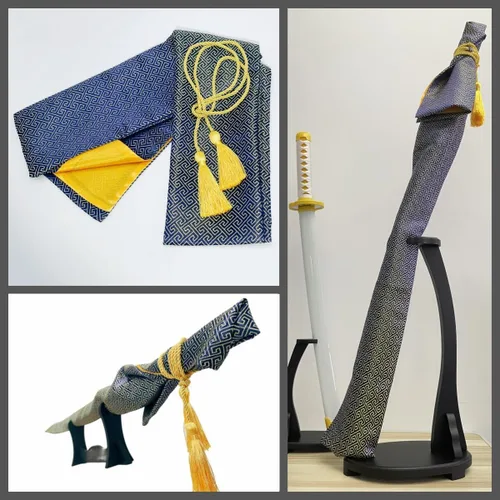 Vista 3 de 2 unids bolsa de espada 51 pulgadas seda sintética Katana bolsa espada cubierta de transporte para espadas samurai
