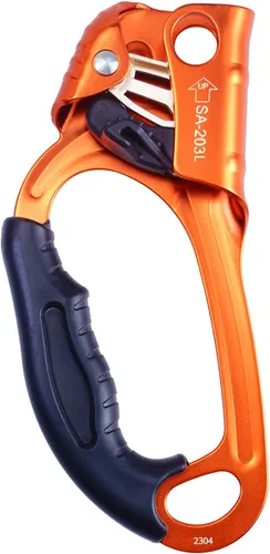 Vista 14 de Ascensor de mano CE, equipo de engranaje de rapel de 308.6 lbs con mango de goma ergonómico para arbolista de árboles de escalada en roca