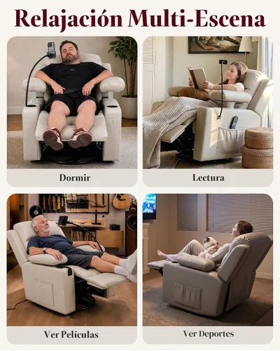 Vista 9 de Silla reclinable giratoria eléctrica con reposabrazos ajustables