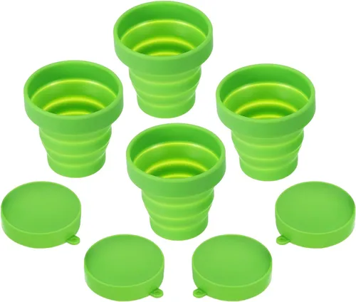 Vista 10 de PATIKIL Taza de viaje plegable, paquete de 4 vasos de agua plegables de viaje de 5.7 fl oz, taza de silicona portátil para acampar senderismo al Azul