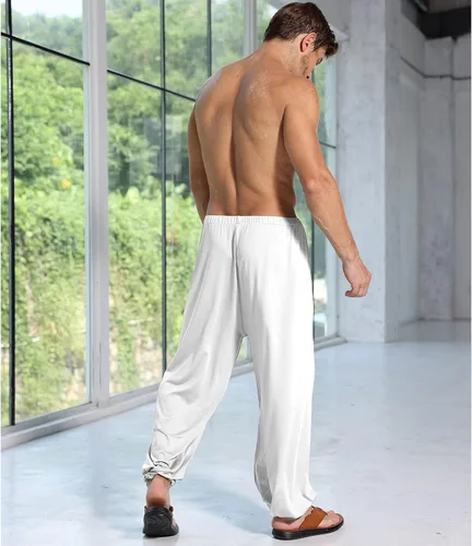 Vista 7 de Rela Bota Pantalones de yoga de moda para hombre, pantalones casuales con cintura elástica, pijamas holgados, pantalones harén