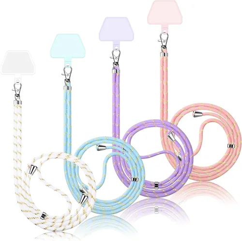 Vista 13 de Weewooday 4 piezas de cordón para teléfono con correa cruzada universal para teléfono celular, cordón para el cuello con parche para mujeres, Negro
