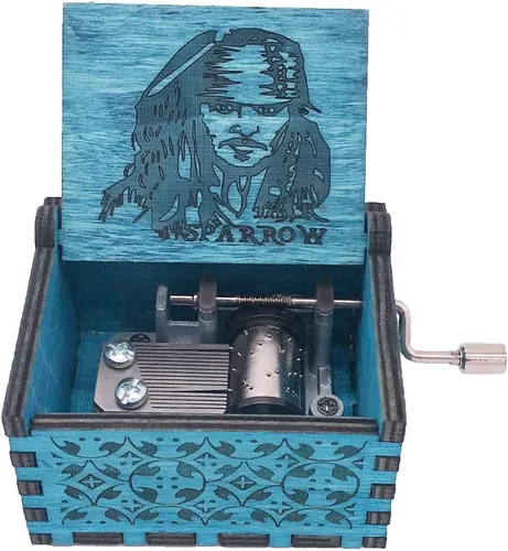 Vista 7 de Youtang Amelie Caja de Música de Manivela Caja Musical Tallada de Madera, Toca la Canción Temática de Amelie, Azul