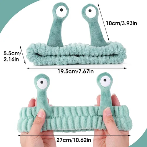 Vista 2 de 2 diademas de lavado facial con palmera y caracol, bandas para el cabello de spa, diademas de maquillaje para mujeres, de dibujos animados, de forro