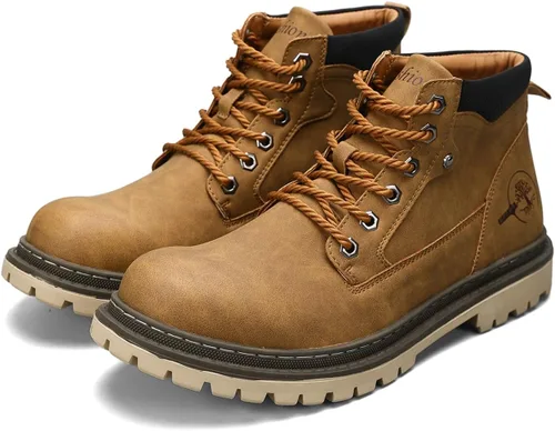 Vista 6 de Shaire Botas Chukka de cuero para hombre Botines con cordones para hombre Botas cómodas casuales