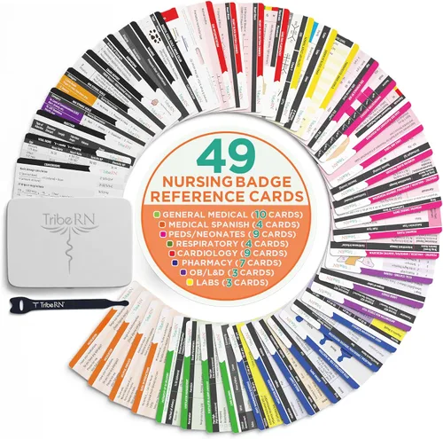Vista 9 de BadgeGuru Set por Tribe RN - 26 tarjetas de referencia de insignia de enfermería, Invertido. Estándar