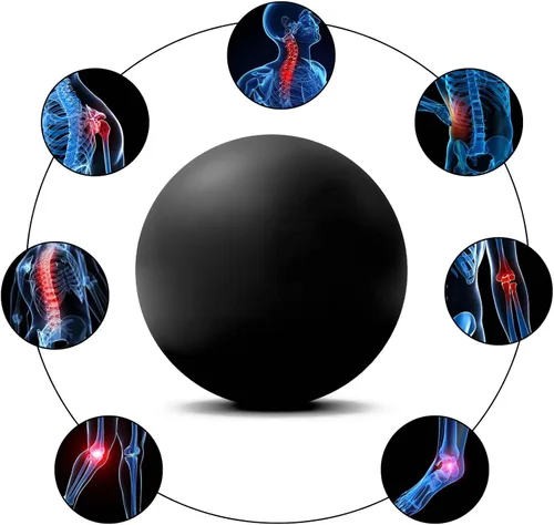 Vista 3 de Pelota de lacrosse de masaje WOVTE para músculos doloridos, hombros, cuello, espalda, pies, cuerpo, tejido profundo, punto de activación, nudos Negro