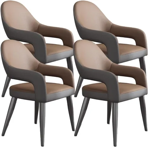 Vista 19 de YVYKFZD Leather Dining Chairs, Leisure Kitchen Chairs Set, Upholstered Dining Room Chairs with Backrest, Lounge Armchair Comfy Side Chair, for Brown