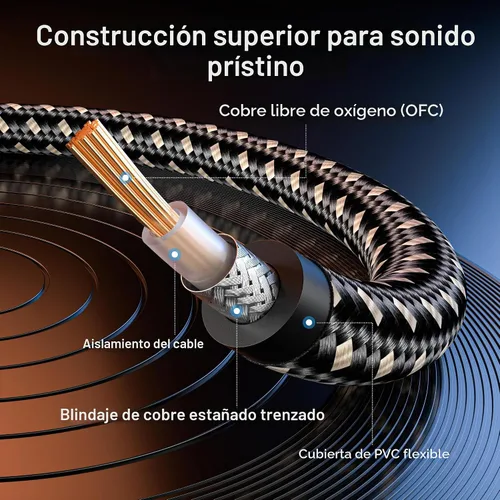 Vista 5 de Cable Matters Paquete de 2 cables trenzados para guitarra eléctrica TS en ángulo recto de 1/4 de pulgada, cable de guitarra recto a recto, cable