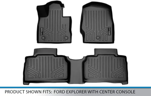 Vista 5 de SMARTLINER - Juego de alfombrillas de ajuste personalizado para todo tipo de clima, 2 filas, compatible con Ford Explorer 2020-2023