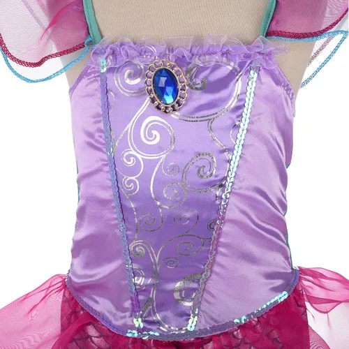 Vista 5 de Lito Angels Disfraz de sirena de princesa para niñas, disfraz de sirena de cuentos de hadas con collar