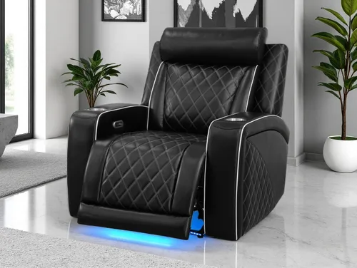Vista 54 de Juego de sofás reclinables eléctricos, juegos de muebles de sala de estar, sofá reclinable eléctrico moderno negro, sofá biplaza y silla
