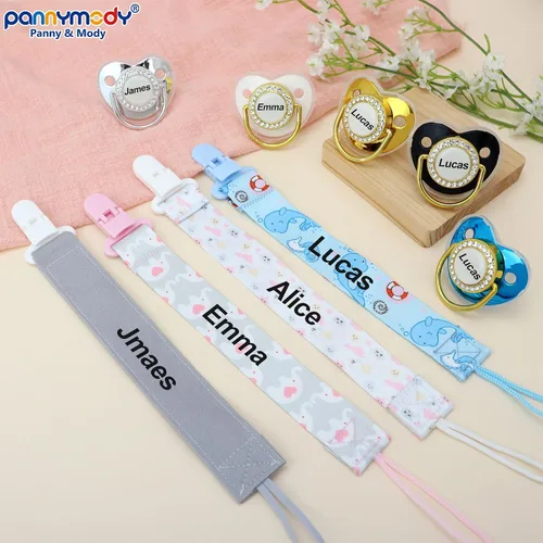 Vista 4 de 4 unidades, chupete personalizado con nombre, clip para chupete personalizado, regalo de bebé para niños y niñas recién nacidos, accesorio de bebé