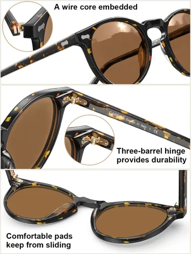 Vista 5 de CARFIA Gafas de sol polarizadas para mujeres con protección UV, marco de acetato para cara pequeña CA5288