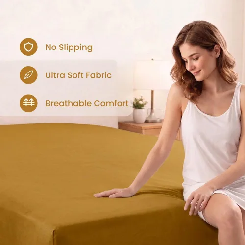 Vista 87 de Sábana bajera ajustable de lujo suave de 600 hilos, 100% algodón egipcio, sábana bajera ajustable individual con elástico alrededor, se adapta a
