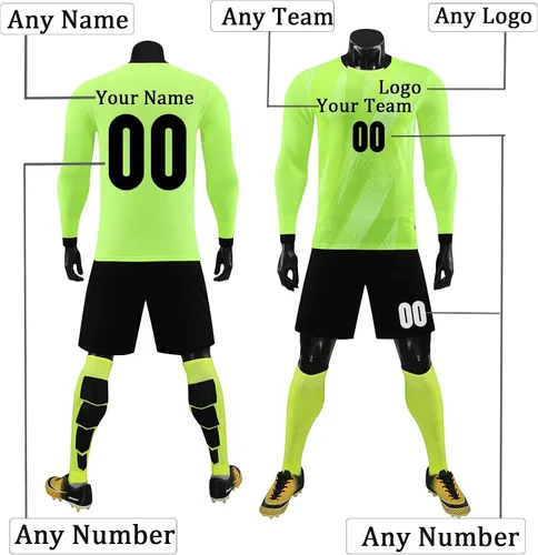 Vista 3 de Jersey de portero de fútbol personalizado para jóvenes y adultos, conjunto de uniforme de portero para hombres y mujeres