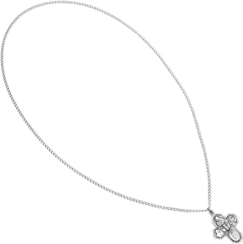 Vista 3 de Rosemarie Collections Regalo religioso tradicional católico con colgante de medalla de cruz en cuatro direcciones 24 pulgadas Peltre