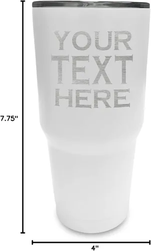 Vista 8 de Vaso de café personalizado con tapa y pajita, 30 onzas, añade tu propio texto Blanco