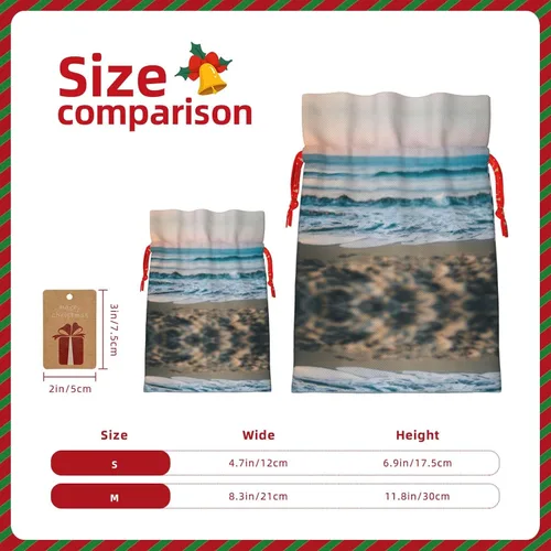 Vista 4 de MDATT Bolsas de regalo con cordón de playa y mar, bolsas de regalo de 5 x 7 pulgadas para bodas, Navidad, cumpleaños, decoración de Halloween
