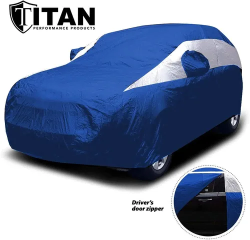 Vista 2 de Funda para auto SUV de tamaño mediano de Titan, de poliéster 210T de color brillante, 188-206". Impermeable, con protección UV, resistente a