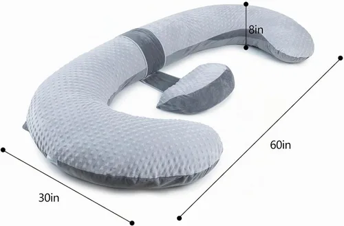 Vista 8 de QUEEN ROSE Almohada de embarazo en forma de E con cuña desmontable, almohada de maternidad ajustable de cuerpo completo para dormir, funda