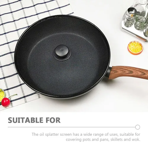 Vista 4 de Luxshiny Pantalla de salpicaduras de acero inoxidable para sartén de malla de 11.4 in, cubierta de tapa de olla de cocina, protector contra
