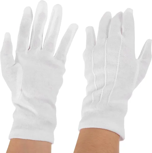 Vista 4 de Guantes profesionales de árbitro de competición de billar, 1 par blanco transpirable de mezcla de algodón y poliéster, guantes deportivos elásticos
