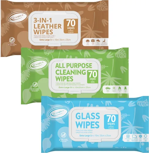 Vista 9 de Air Jungles Toallitas Limpiadoras de Cuero 3 en 1, 70 Unidades, Tamaño Extra Grande de 8" x 10", Toallitas que Limpian Acondicionan y Protegen