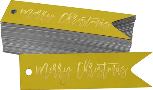 Vista 9 de Etiquetas colgantes con texto en inglés «Merry Christmas» para botellas de papel de aluminio, paquete de 50 unidades Aqua Blue